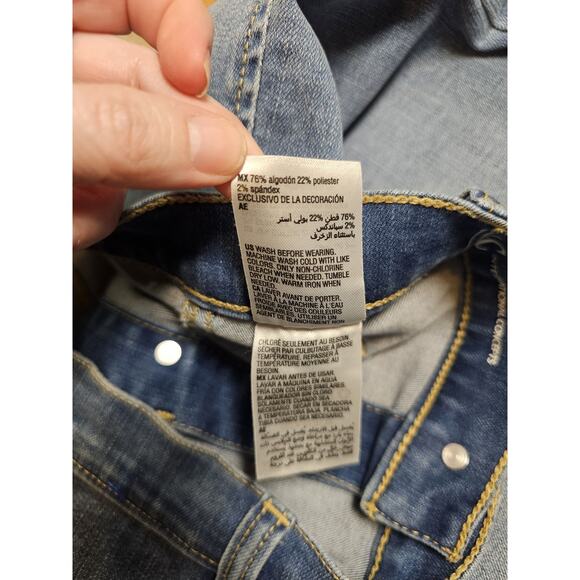 INC Womens Button Down Denim Midi Skirt Size 10 Stretch Bohemian Moto Preppy - Picture 6 of 7